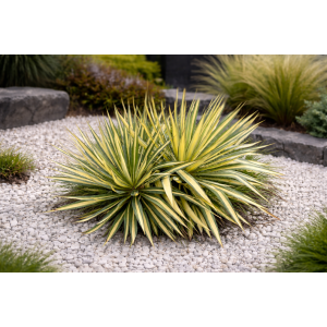 Juka vláknitá (Yucca filamentosa) ´COLOR GUARD´ - výška 40-50 cm, Ø 30-50 cm, kont. C7L (-25°C)